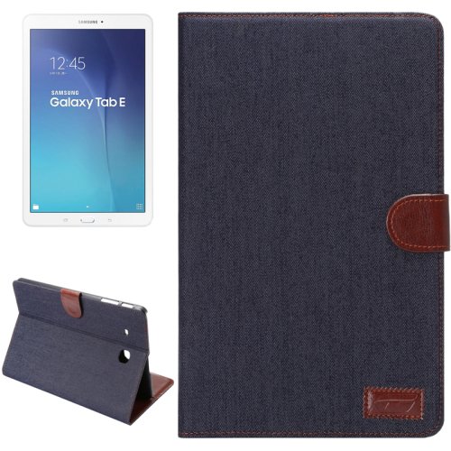 For Tab E 9.6 Black Denim Texture Leather Case with Wallet, Card Slots & Holder