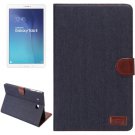 For Tab E 9.6 Black Denim Texture Leather Case with Wallet, Card Slots & Holder