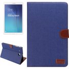 For Tab E 9.6 Dark Blue Denim Texture Leather Case with Wallet, Card Slots & Holder