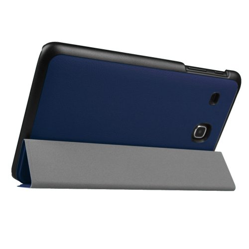For Tab E 9.6 Dark Blue Custer Texture Flip Solid Color Leather Case with 3-folding Holder