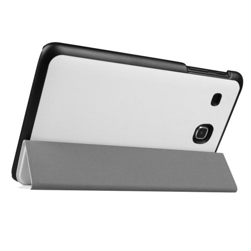 For Tab E 9.6 White Custer Texture Flip Solid Color Leather Case with 3-folding Holder