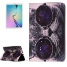 For Galaxy Tab E 9.6 Glasses Cat Pattern Flip Leather Case with Holder