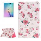 For Galaxy Tab E 9.6 Painting Rose Pattern Flip Leather Case with Holder