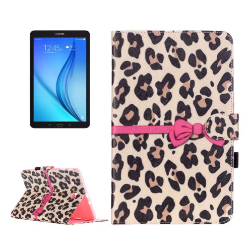 For Galaxy Tab E 9.6 Leopard Pattern Flip Leather Case with Holder, Card Slots & Wallet