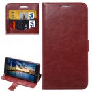 For Galaxy A5(2016) Brown Lambskin Leather Case with Holder, Card Slots & Lanyard