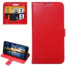For Galaxy A5(2016) Red Lambskin Leather Case with Holder, Card Slots & Lanyard