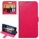For Galaxy A5(2016) Magenta Lambskin Leather Case with Holder, Card Slots & Lanyard