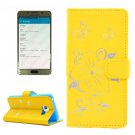 For Galaxy A5(2016) Yellow Butterfly Leather Case with Holder, Card Slots & Wallet