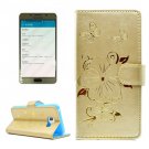 For Galaxy A5(2016) Gold Butterfly Leather Case with Holder, Card Slots & Wallet