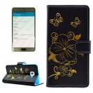For Galaxy A5(2016) Black Butterfly Leather Case with Holder, Card Slots & Wallet