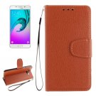 For Galaxy A5(2016) Brown Litchi Leather Case with Holder, Card Slots, Wallet & Photo frame