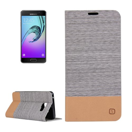 For Galaxy A5(2016) Grey PU + TPU Flip Leather Case with Holder & Card Slots