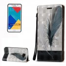 For Galaxy A5(2016) Feather 3D Leather Case with Holder, Card Slots & Lanyard