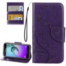 For Galaxy A5(2017) Dark Purple Embossing Leather Case with Holder, Card Slots & Wallet