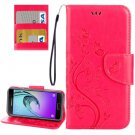 For Galaxy A5(2017) Magenta Embossing Leather Case with Holder, Card Slots & Wallet
