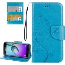 For Galaxy A5(2017) Blue Embossing Leather Case with Holder, Card Slots & Wallet