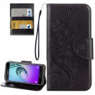 For Galaxy A5(2017) Black Embossing Leather Case with Holder, Card Slots & Wallet