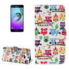 For Galaxy A5(2017) Heads Owls Pattern Leather Case with Holder, Card Slots & Wallet