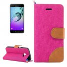 For Galaxy A5(2017) Magenta Denim Flip Leather Case with Holder & Card Slots