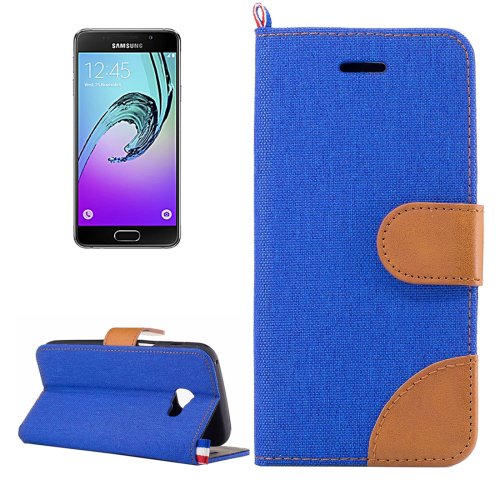 For Galaxy A5(2017) Dark Blue Denim Flip Leather Case with Holder & Card Slots