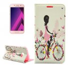 For Galaxy A5(2017) Cycling Girl Leather Case with Holder, Card Slots & Wallet