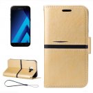 For Galaxy A5(2017) Gold Crazy Horse Leather Case with Holder, Card Slots & Wallet