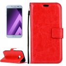 For Galaxy A5(2017) Red Crazy Horse Leather Case with Holder, Card Slots & Wallet