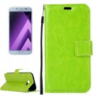 For Galaxy A5(2017) Green Crazy Horse Leather Case with Holder, Card Slots & Wallet
