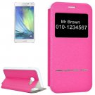 For Galaxy A5(2017) Magenta Frosted Texture Flip Leather Case with Call Display ID & Holder