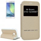 For Galaxy A5(2017) Gold Frosted Texture Flip Leather Case with Call Display ID & Holder