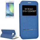For Galaxy A5(2017) Dark Blue Frosted Texture Flip Leather Case with Call Display ID & Holder