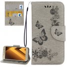 For Galaxy A5(2017) Grey Embossing Leather Case with Holder, Card Slots & Wallet