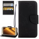 For Galaxy A5(2017) Black Embossing Leather Case with Holder, Card Slots & Wallet