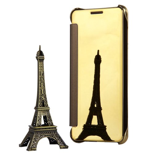For Galaxy A5(2017) Plating Mirror Gold Leather Case with Sleep / Wake-up Function