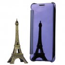 For Galaxy A5(2017) Plating Mirror Dark Blue Leather Case with Sleep / Wake-up Function