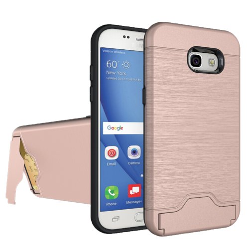 For Galaxy A5(2017) Rose Brushed Separable PC + TPU Case with Holder & Card Slots