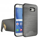 For Galaxy A5(2017) Grey Brushed Separable PC + TPU Case with Holder & Card Slots