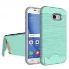 For Galaxy A5(2017) Green Brushed Separable PC + TPU Case with Holder & Card Slots
