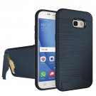 For Galaxy A5(2017) Dark Blue Brushed Separable PC + TPU Case with Holder & Card Slots