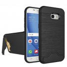 For Galaxy A5(2017) Black Brushed Separable PC + TPU Case with Holder & Card Slots