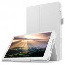 For Galaxy Tab E 8.0 White Litchi Texture Flip Solid Color Leather Case with Holder