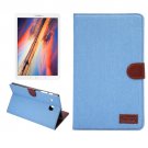 For Galaxy Tab E 8.0 Blue Jeans Texture Smart cover Case with Holder, Card Slot & Wallet
