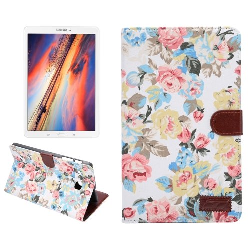 For Galaxy Tab E 8.0 White Cloth Texture Smart cover Case with Holder, Card Slot & Wallet