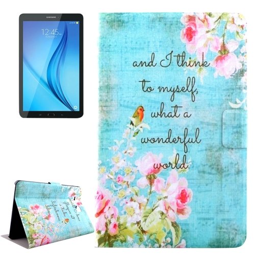 For Galaxy Tab E 8.0 Flowers Pattern Flip Leather Case with Holder & Card Slot