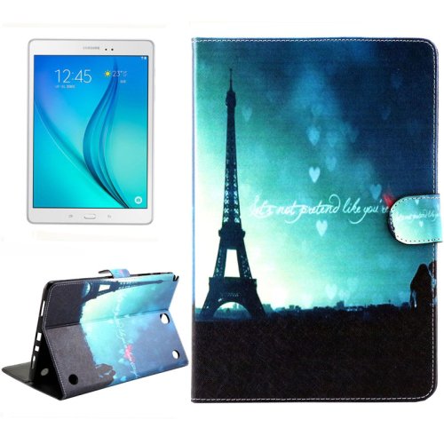 For Galaxy Tab A 9.7 Eiffel Pattern Flip Leather Case with Holder, Card Slots & Wallet