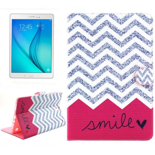 For Galaxy Tab A 9.7 Smile Pattern Flip Leather Case with Holder, Card Slots & Wallet
