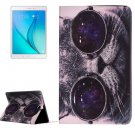 For Galaxy Tab A 9.7 Glasses Cat Pattern Horizontal Flip Leather Case with Holder
