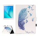 For Galaxy Tab A 9.7 Feather Pattern Flip Leather Case with Holder, Card Slots & Wallet
