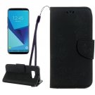 For Galaxy S8 Black Butterflies Flip Leather Case with Holder, Card Slots & Wallet