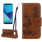 For Galaxy S8 Brown Butterflies Flip Leather Case with Holder, Card Slots & Wallet